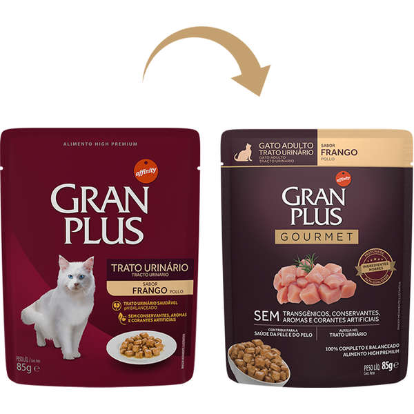 Alimento Úmido GranPlus Sachê Gourmet Gatos Adultos Trato Urinário 85g