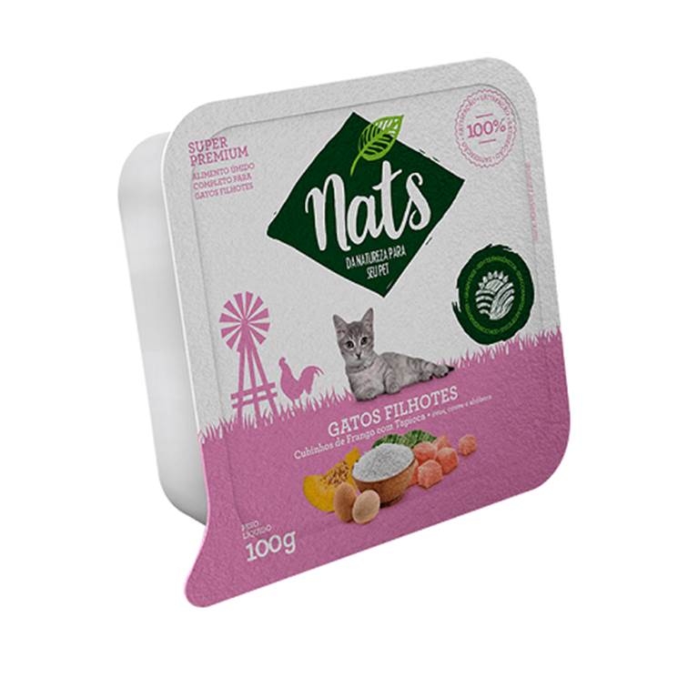 Alimento Úmido Nats Cubinhos de Frango com Tapioca Gatos Filhotes 100g