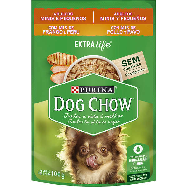 Alimento Úmido Sachê Dog Chow Adultos Raças Pequenas Mix de Frango e Peru 100g