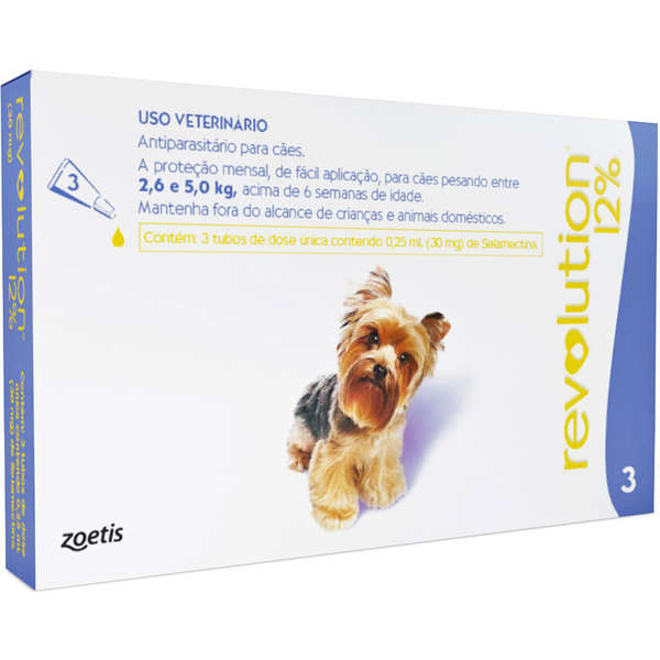 Antipulgas Revolution Cães 2,6 a 5kg 3 bisnagas