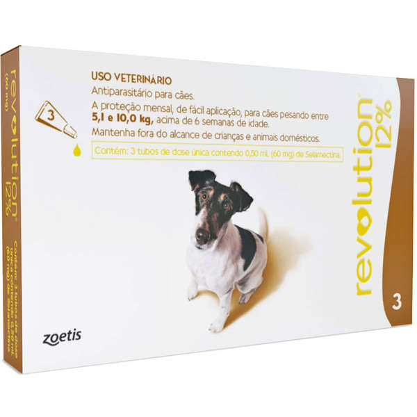 Antipulgas Revolution Cães 5,1 a 10kg 3 bisnagas