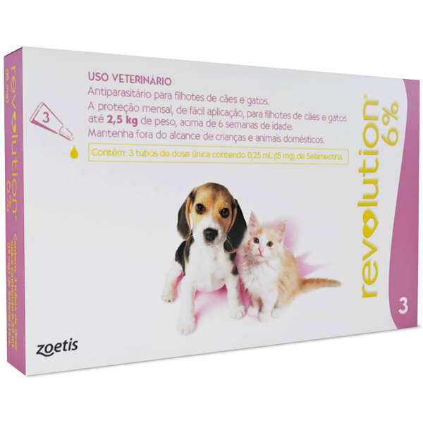 Antipulgas Revolution Cães e Gatos Filhotes até 2,5kg 3 bisnagas