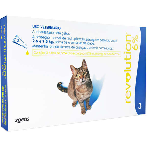 Antipulgas Revolution Gatos 2,6kg a 7,5kg 3 bisnagas