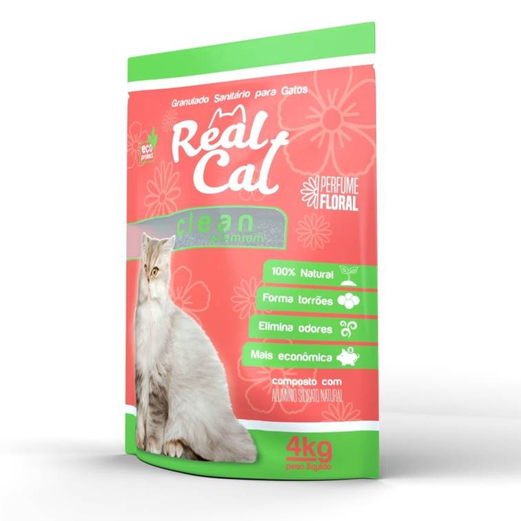 Areia Higiênica Bentonita Real Cat Clean Premium Perfumada Floral 4kg