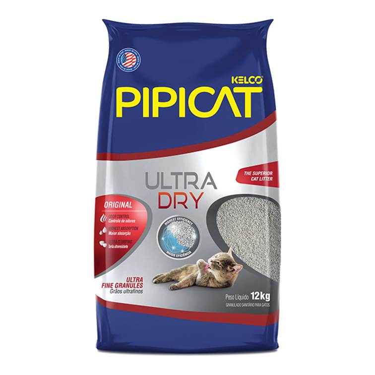 Areia Higiênica Pipicat Ultra Dry 12kg