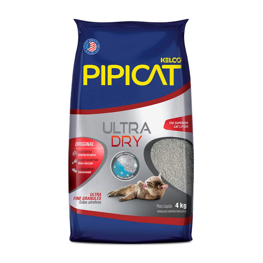 Areia Higiênica Pipicat Ultra Dry 4kg