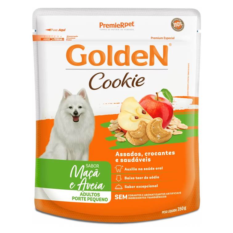 Biscoito Golden Cookie Cães Adultos Porte Pequeno Maça e Aveia 350g