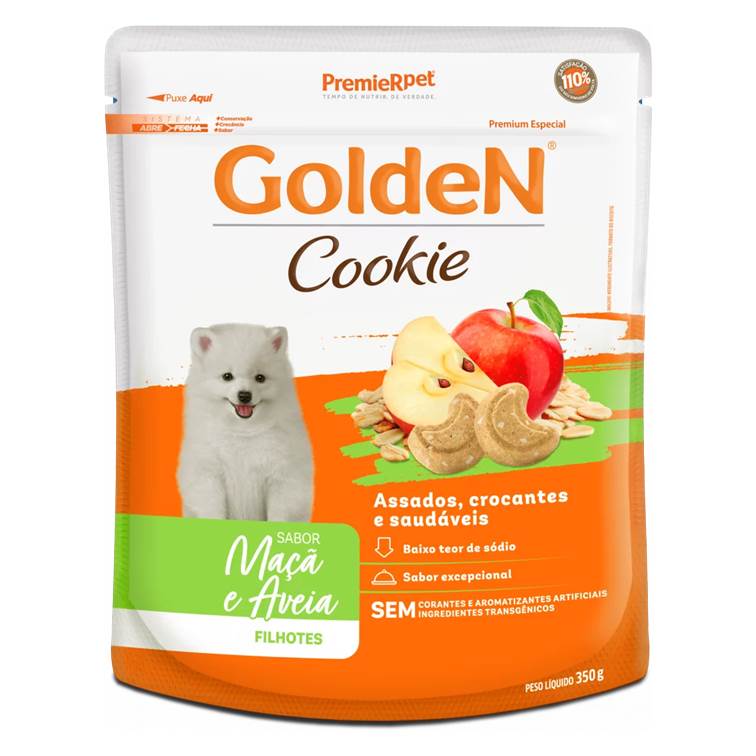 Biscoito Golden Cookie Cães Filhotes Maça e Aveia 350g