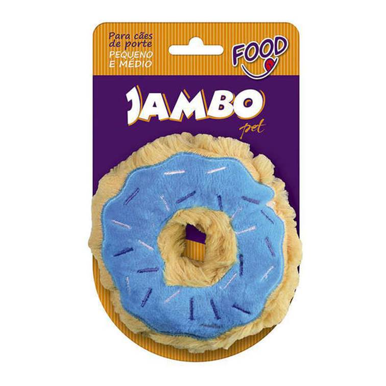 Brinquedo para Cachorro Jambo Mordedor Pelúcia Food Donut Azul Pequeno