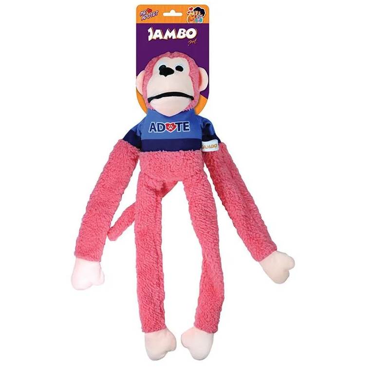 Brinquedo para Cachorro Jambo Mordedor Pelúcia Macaco Adote Rosa