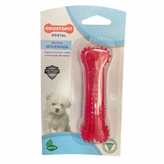 Brinquedo Odontopet Dentalbone Osso Rosa Cães até 4kg