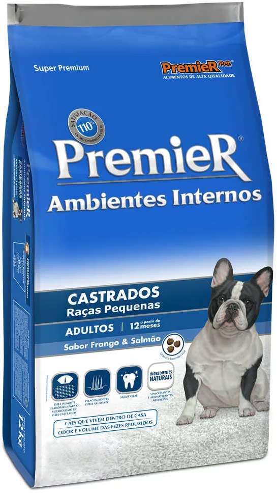 Ração Premier Ambientes Internos Cão Adulto Castrado Raças Pequenas 2,5kg