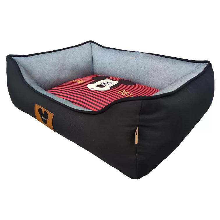 Cama Quadrada Fábrica Pet Disney Mickey Listra Preta M