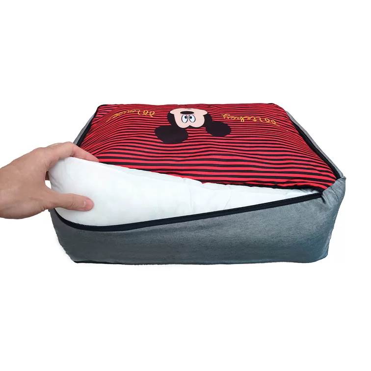 Cama Quadrada Fábrica Pet Disney Mickey Listra Preta M