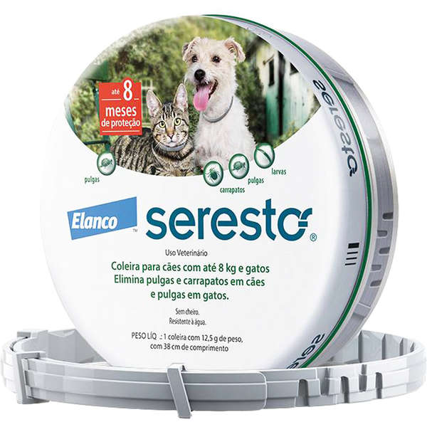 Coleira Elanco Antipulgas Seresto P para Cães e Gatos até 8kg