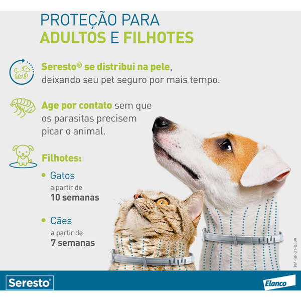 Coleira Elanco Antipulgas Seresto P para Cães e Gatos até 8kg