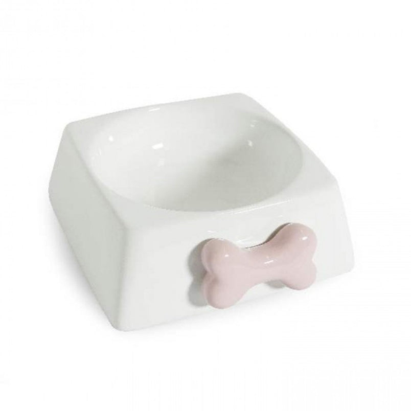 Comedouro Porcelana Cão Rosa