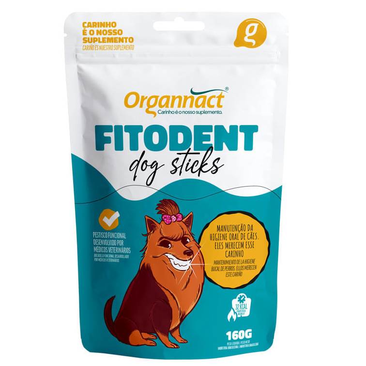 Suplemento Organnact Fitodent Dog Sticks para Cães 160g