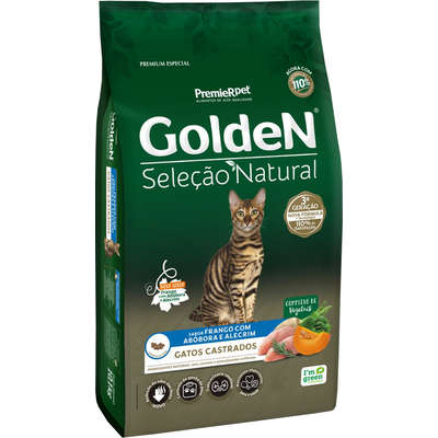 Ração Golden Seleção Natural Gatos Castrados Abóbora 10,1kg