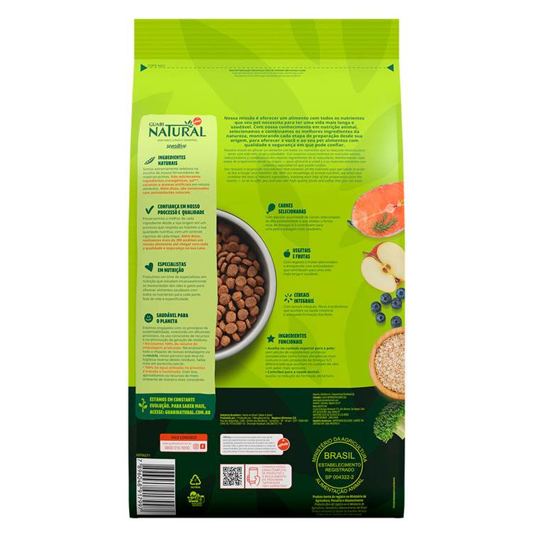 Ração Guabi Natural Cão Adulto Sensitive Mini, Pequeno e Médio Salmão e Aveia 10,1kg