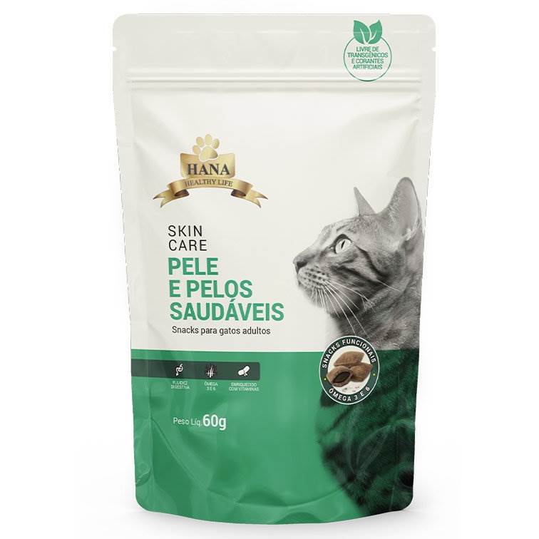 Snacks Hana Nuggets Pele e Pelos Saudáveis para Gatos 60g