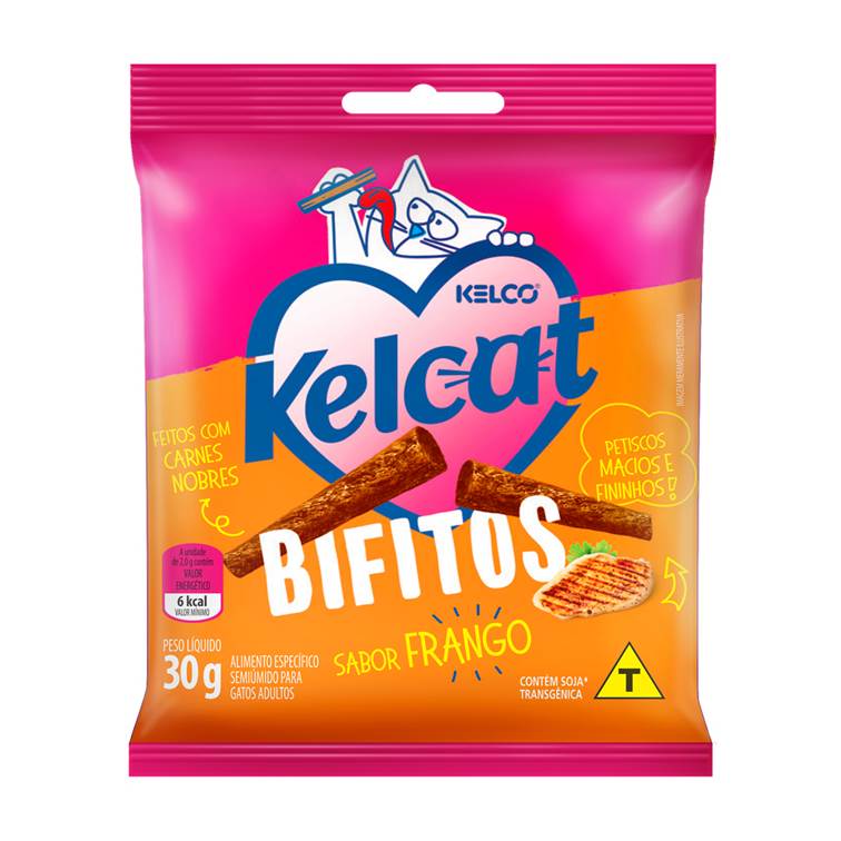 Petisco para Gato Kelcat Bifitos Frango 30g