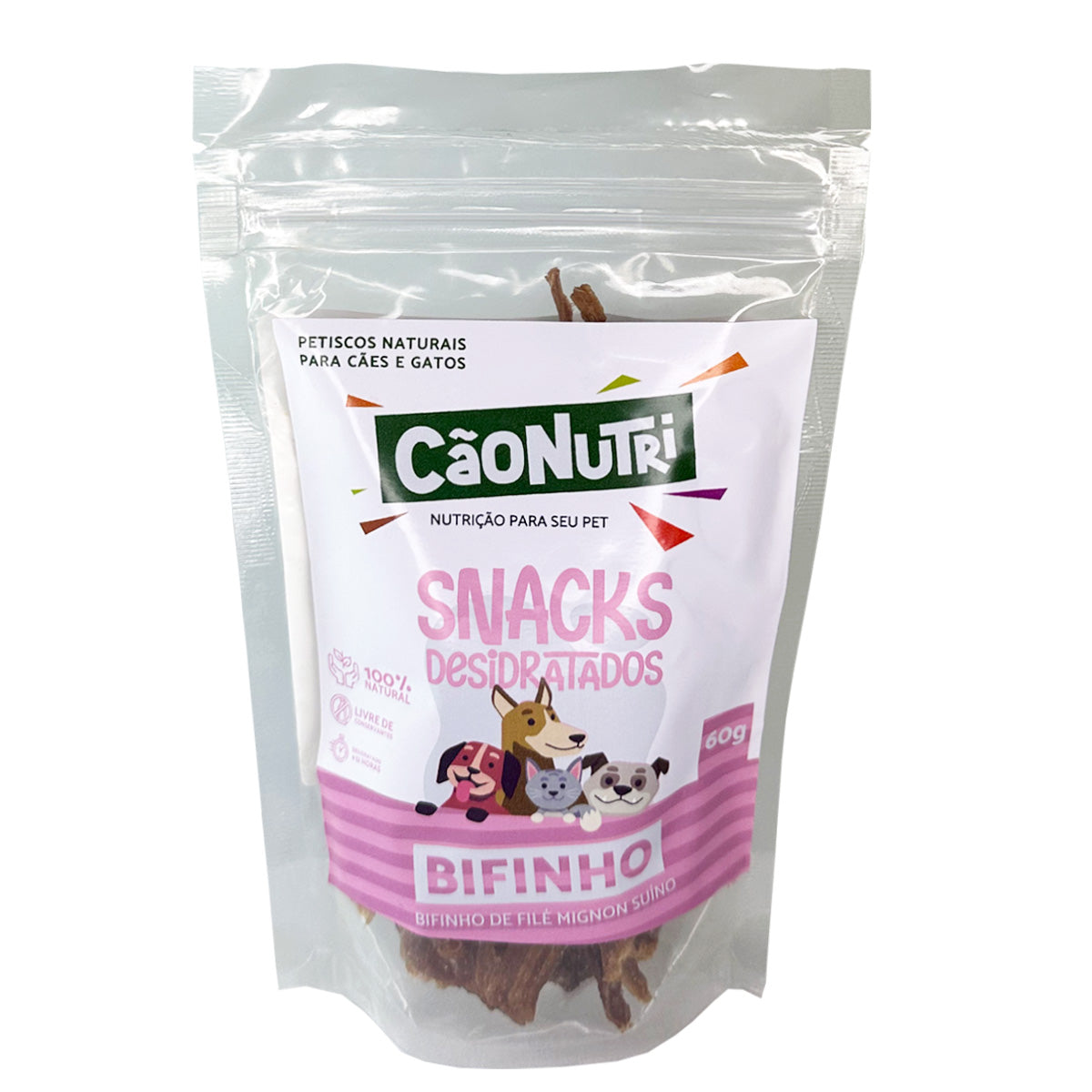 Petisco Natural Cão Nutri Bifinhos Desidratados Filé Mignon Suíno 60g