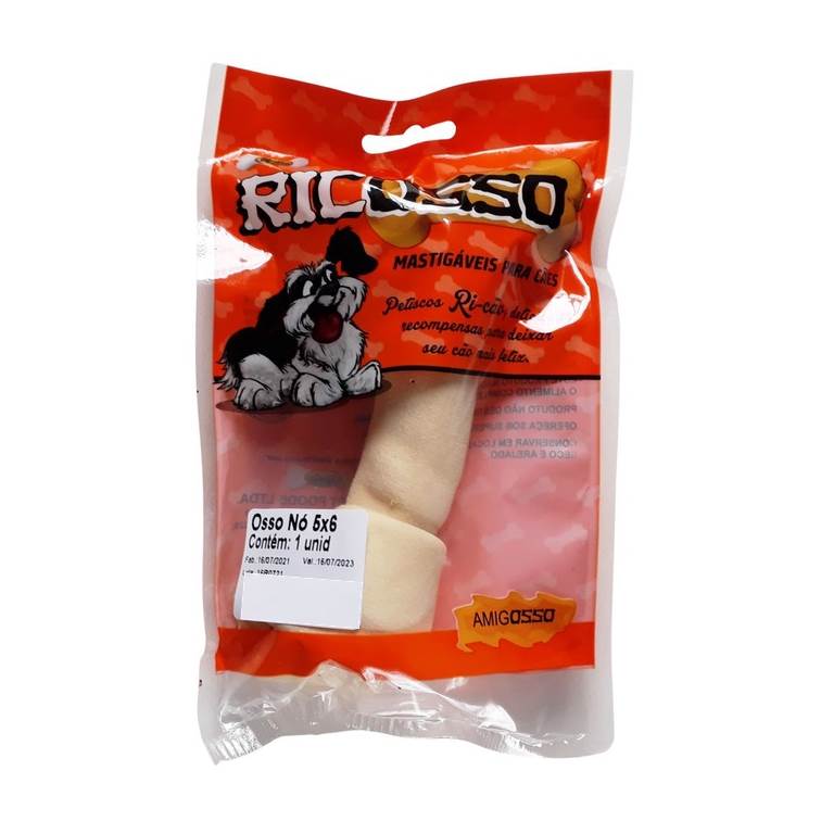 Petisco Natural para Cães Ricosso Osso Nó 5x6 1 unidade