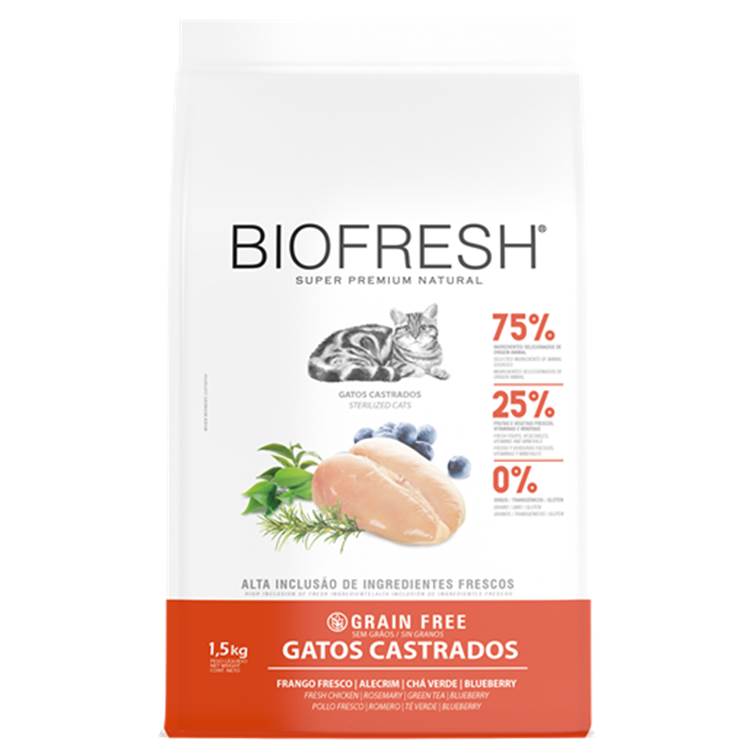 Ração Biofresh Gatos Castrados Frango 1,5kg