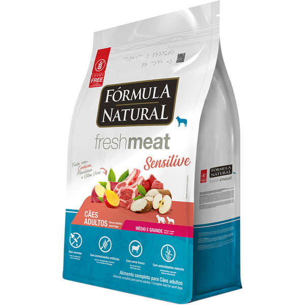 Ração Fórmula Natural Fresh Meat Sensitive Cães Adultos Raças Médias e Grandes 12kg