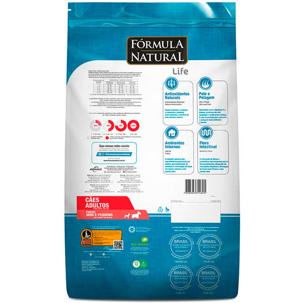 Ração Fórmula Natural Life Cães Adultos Raças Pequenas e Mini 7kg