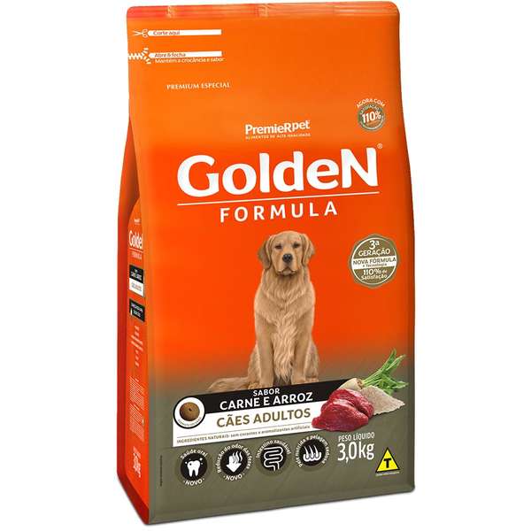 Ração Golden Fórmula Cães Adultos Carne e Arroz 15kg