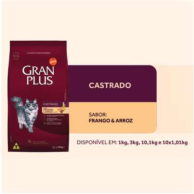 Ração GranPlus Gatos Castrados Frango 1kg