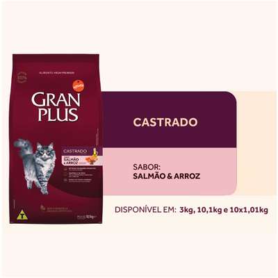 Ração GranPlus Gatos Castrados Salmão 3kg