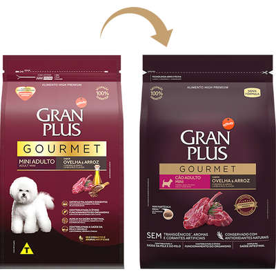 Ração GranPlus Gourmet Cães Adultos Raças Mini Ovelha e Arroz 3kg