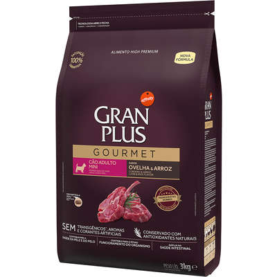 Ração GranPlus Gourmet Cães Adultos Raças Mini Ovelha e Arroz 3kg