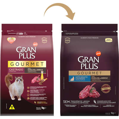 Ração GranPlus Gourmet Gatos Castrados Ovelha 1kg