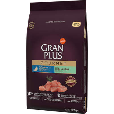 Ração GranPlus Gourmet Gatos Castrados Peru 1kg