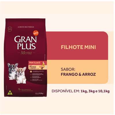 Ração GranPlus Menu Cães Filhotes Mini Frango e Arroz 1kg