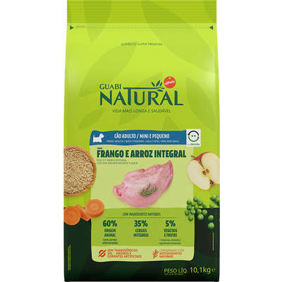 Ração Guabi Natural Cão Adulto Mini e Pequeno Frango e Arroz 10,1kg