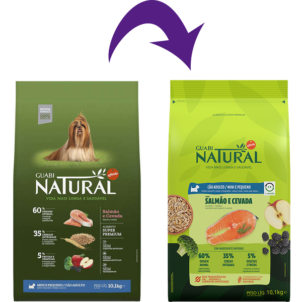 Ração Guabi Natural Cão Adulto Mini e Pequeno Salmão e Cevada 1kg