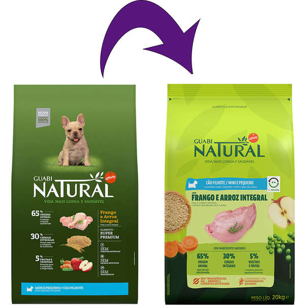 Ração Guabi Natural Cão Filhote Mini e Pequeno Frango e Arroz 1kg