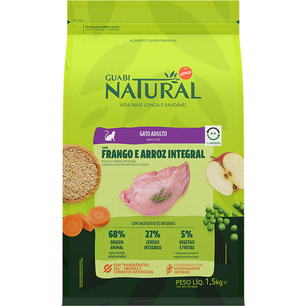 Ração Guabi Natural Gato Adulto Frango e Arroz 1,5kg