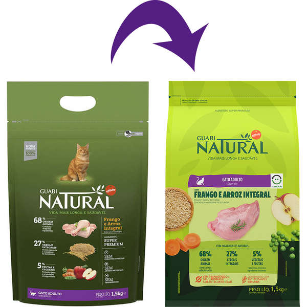 Ração Guabi Natural Gato Adulto Frango e Arroz 1,5kg