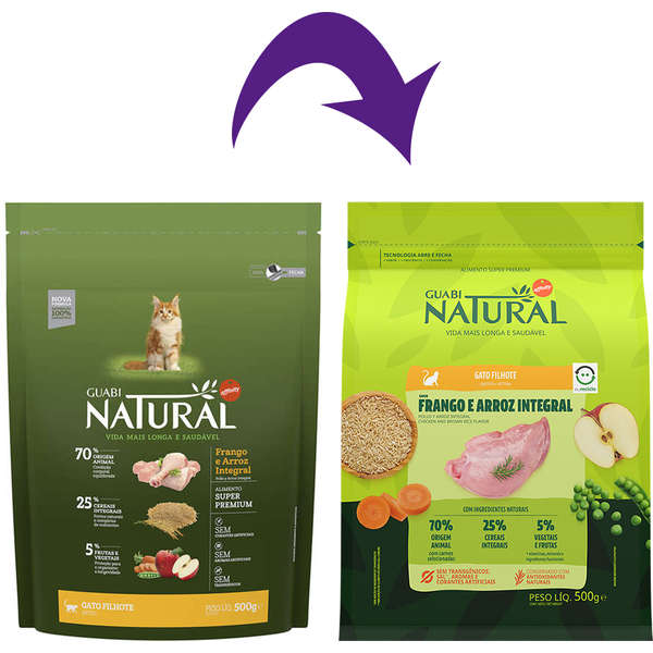 Ração Guabi Natural Gato Filhote Frango e Arroz 500g