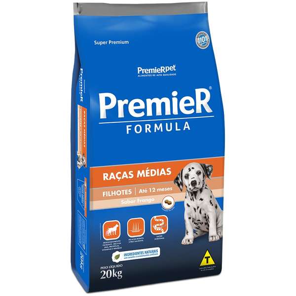 Ração Premier Fórmula Cão Filhote Raças Médias 20kg