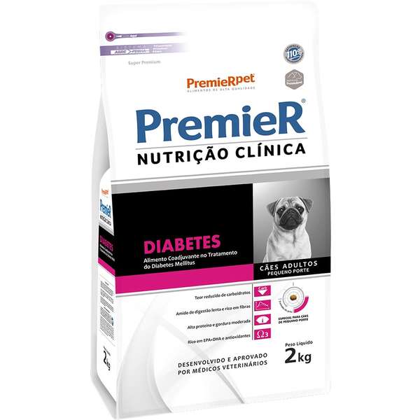 Ração Premier Nutrição Clínica Diabetes Cão Adulto Raças Pequenas 2kg