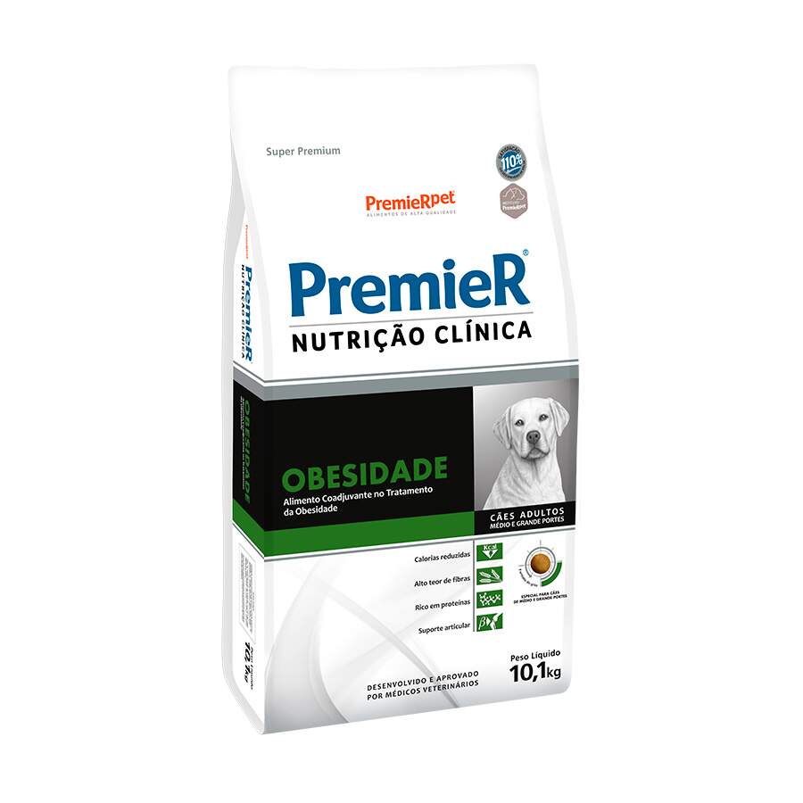 Ração Premier Nutrição Clínica Obesidade Cão Adulto Raças Médias e Grande 10,1kg