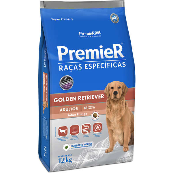 Ração Premier Raça Específica Golden Retriever Adulto Frango 12kg