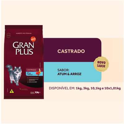 Ração GranPlus Gatos Castrados Atum 3kg